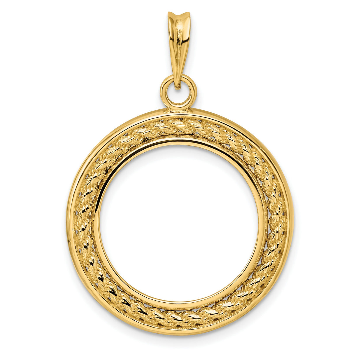  Mexican Peso Prong Set Encased Rope Coin Bezel in 14k Yellow Gold