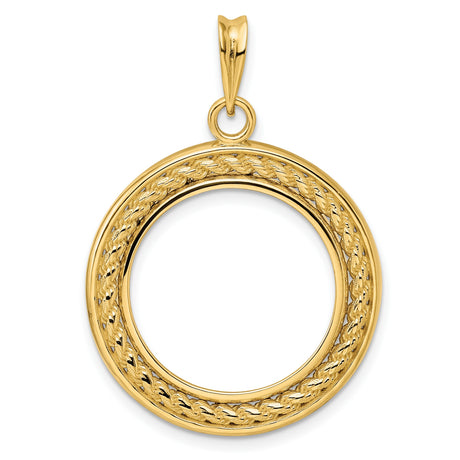  Mexican Peso Prong Set Encased Rope Coin Bezel in 14k Yellow Gold