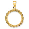 10 cents US Dime Prong Set Knotted Rope Coin Bezel in 14k Yellow Gold