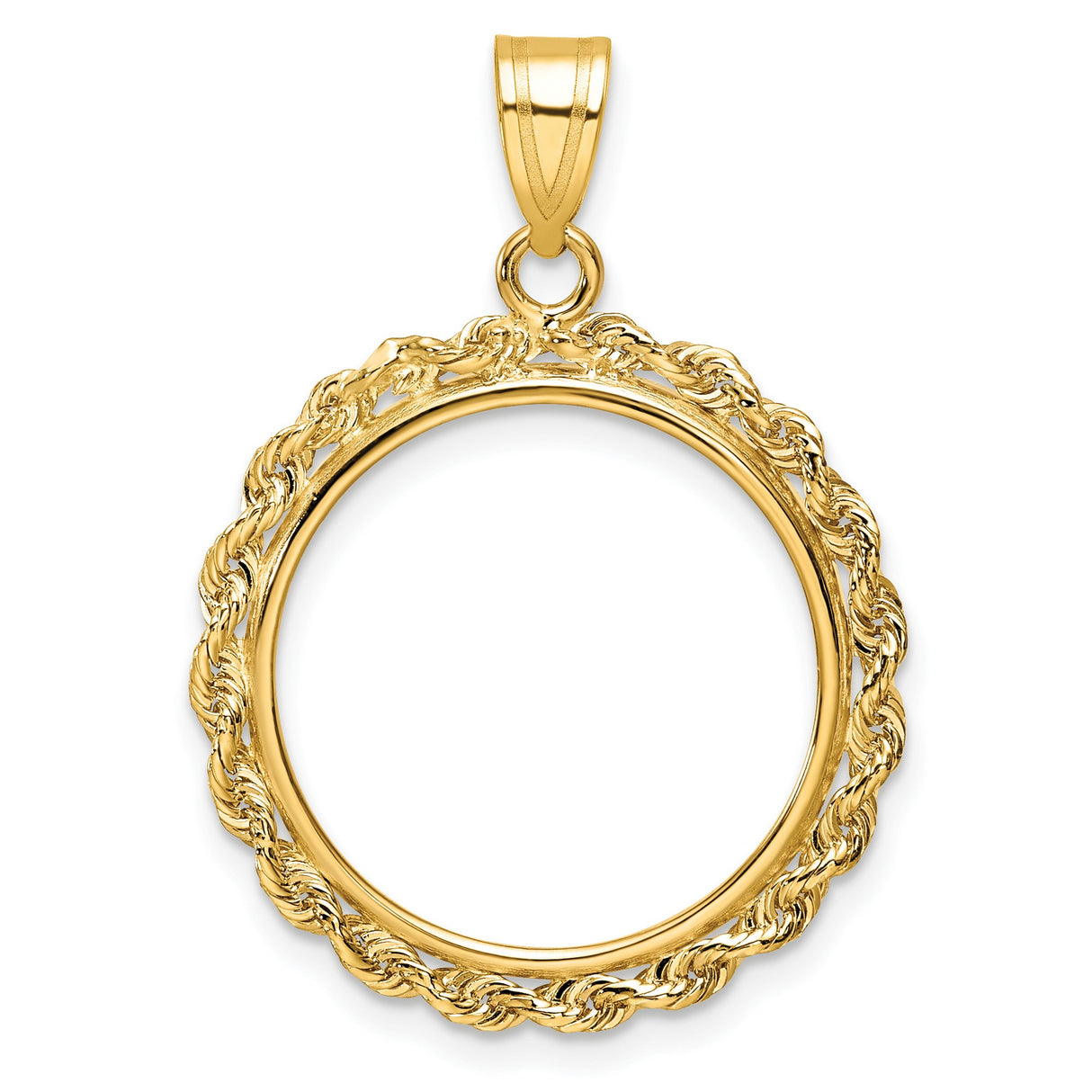  Mexican Peso Prong Set Knotted Rope Coin Bezel in 14k Yellow Gold