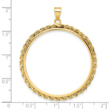 50 Pecos Mexican Peso Prong Set Knotted Rope Coin Bezel in 14k Yellow Gold