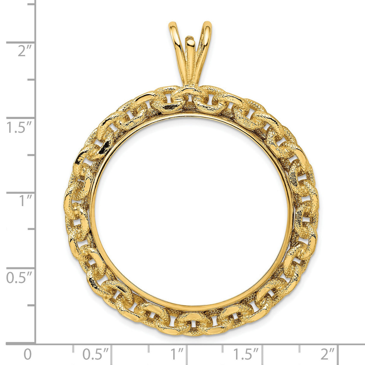 1 oz Australian Lunar Tiger Prong Set Chain Link Coin Bezel in 14k Yellow Gold