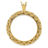 1 oz Australian Lunar Tiger Prong Set Chain Link Coin Bezel in 14k Yellow Gold