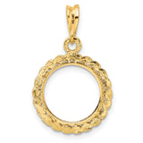 2 Dos Pesos Mexican Peso Prong Set Chain Style Coin Bezel in 14k Yellow Gold