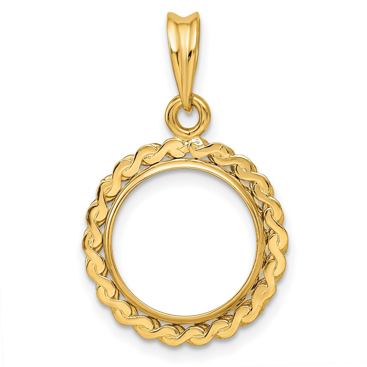 2 Dos Pesos Mexican Peso Prong Set Chain Style Coin Bezel in 14k Yellow Gold