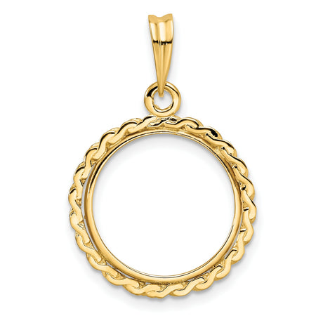 2.5 Pecos Mexican Peso Prong Set Chain Style Coin Bezel in 14k Yellow Gold