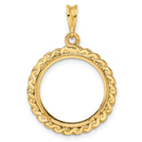 10 cents US Barber Dime Prong Set Chain Style Coin Bezel in 14k Yellow Gold