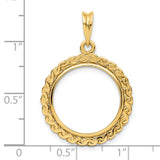 10 cents US Barber Dime Prong Set Chain Style Coin Bezel in 14k Yellow Gold