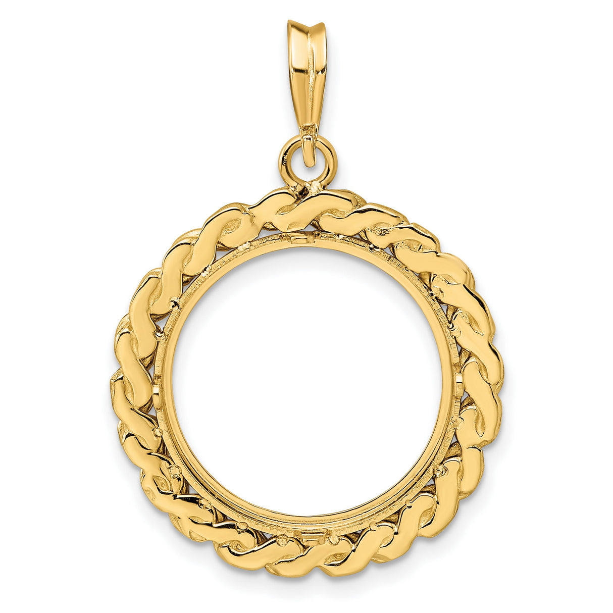 10 cents US Dime Prong Set Chain Style Coin Bezel in 14k Yellow Gold