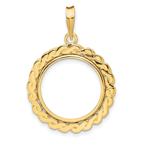 10 cents US Dime Prong Set Chain Style Coin Bezel in 14k Yellow Gold