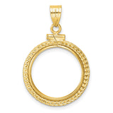 10 cents US Barber Dime Screw Top Foxtail Chain Coin Bezel in 14k Yellow Gold