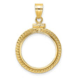 10 cents US Barber Dime Screw Top Foxtail Chain Coin Bezel in 14k Yellow Gold