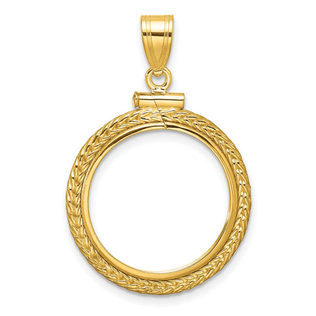 10 cents US Dime Screw Top Foxtail Chain Coin Bezel in 14k Yellow Gold