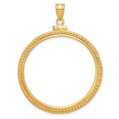 1 oz Australian Lunar Tiger Screw Top Foxtail Chain Coin Bezel in 14k Yellow Gold