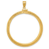 50 Pecos Mexican Peso Screw Top Foxtail Chain Coin Bezel in 14k Yellow Gold