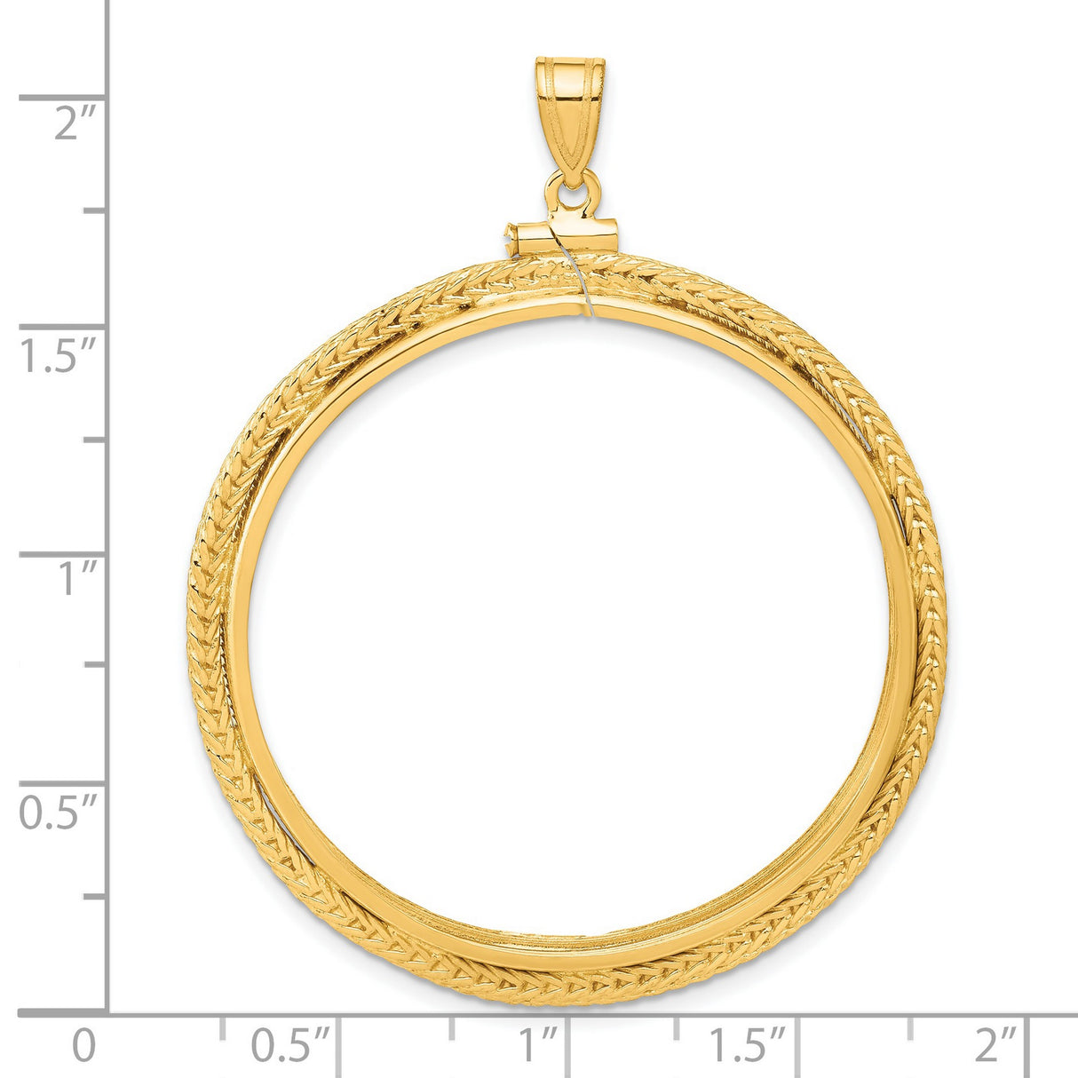 50 Pecos Mexican Peso Screw Top Foxtail Chain Coin Bezel in 14k Yellow Gold