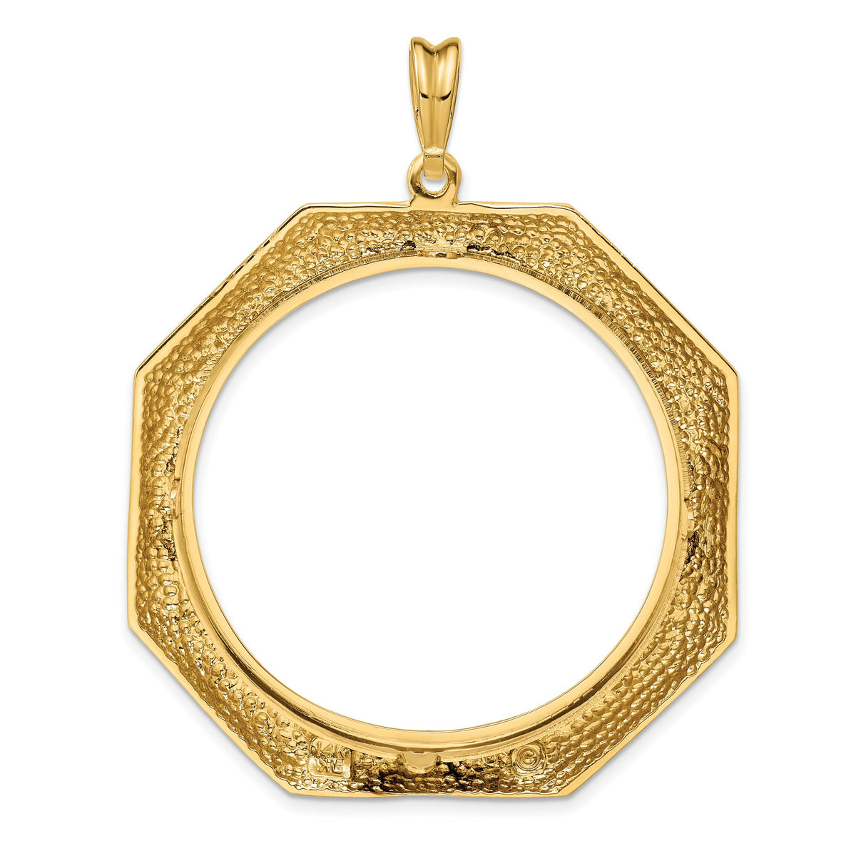 50 Pecos Mexican Peso Prong Set Octagonal Coin Bezel in 14k Yellow Gold