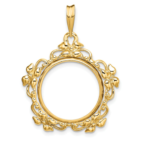 10 cents US Dime Prong Set Flower Blossom Coin Bezel in 14k Yellow Gold