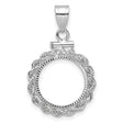 2 Dos Pesos Mexican Peso Screw Top Petite Rope Coin Bezel in 14k White Gold