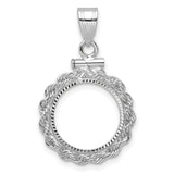 2 Dos Pesos Mexican Peso Screw Top Petite Rope Coin Bezel in 14k White Gold