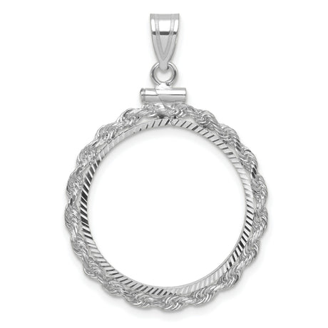 $5 US Indian Half Eagle Screw Top Petite Rope Coin Bezel in 14k White Gold