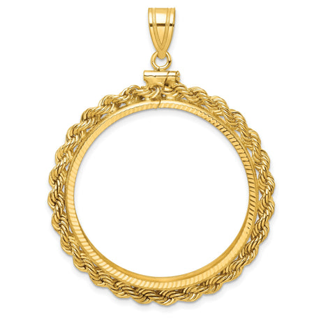 1 oz Australian Lunar Tiger Screw Top Petite Rope Coin Bezel in 14k Yellow Gold