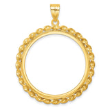 1 oz Australian Lunar Tiger Prong Set Diamond-Cut Twisted Ribbon Coin Bezel in 14k Yellow Gold