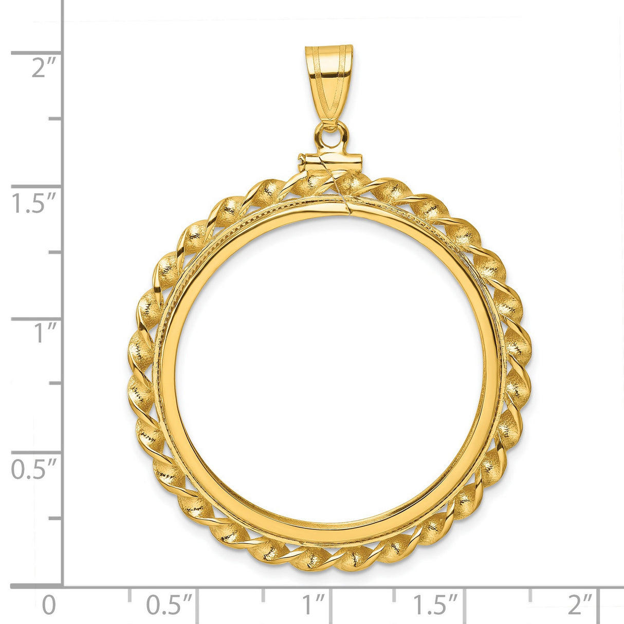 1 oz Australian Lunar Tiger Screw Top Wide Twisted Wire Coin Bezel in 14k Yellow Gold