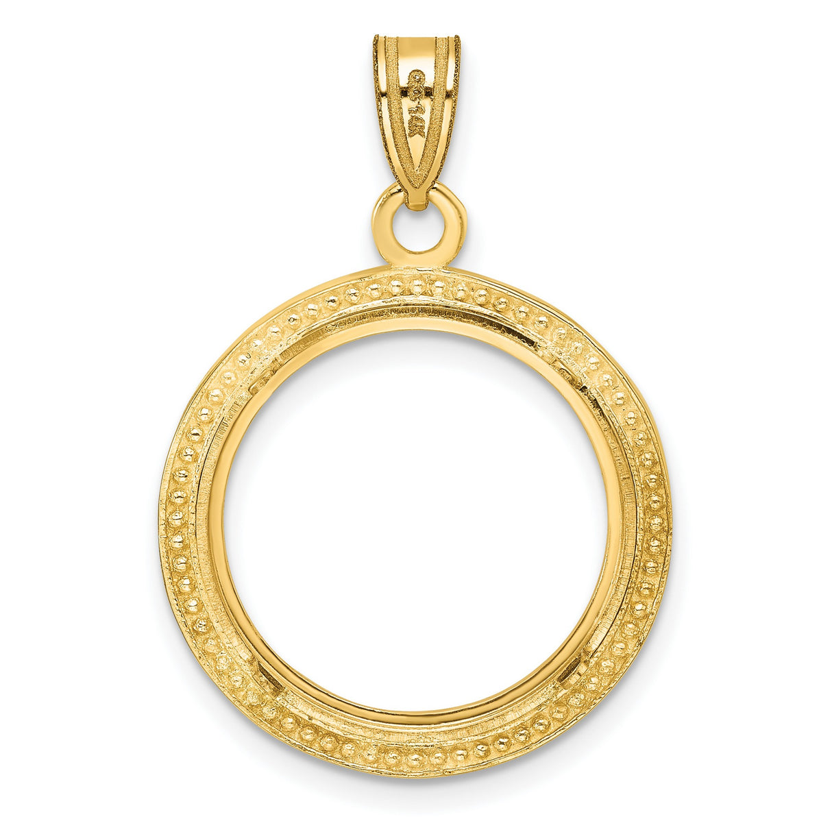 10 cents US Dime Prong Set Beaded Coin Bezel in 14k Yellow Gold