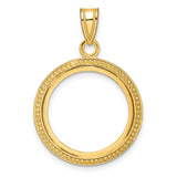 10 cents US Dime Prong Set Beaded Coin Bezel in 14k Yellow Gold