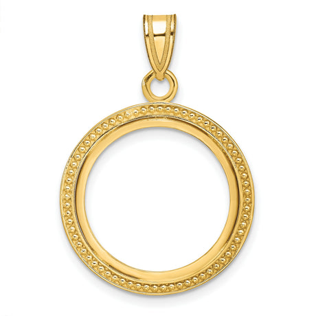 10 cents US Dime Prong Set Beaded Coin Bezel in 14k Yellow Gold