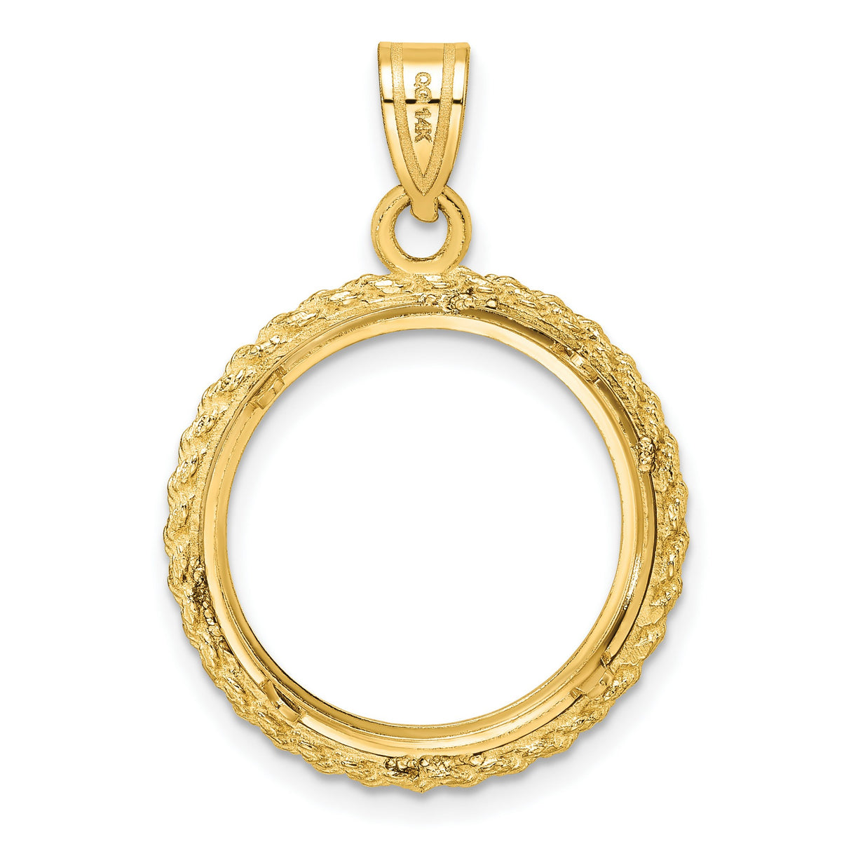 10 cents US Dime Prong Set Diamond-Cut Rope Coin Bezel in 14k Yellow Gold