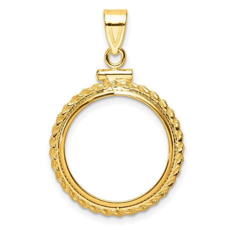 10 cents US Dime Screw Top Polished Rope Coin Bezel in 14k Yellow Gold