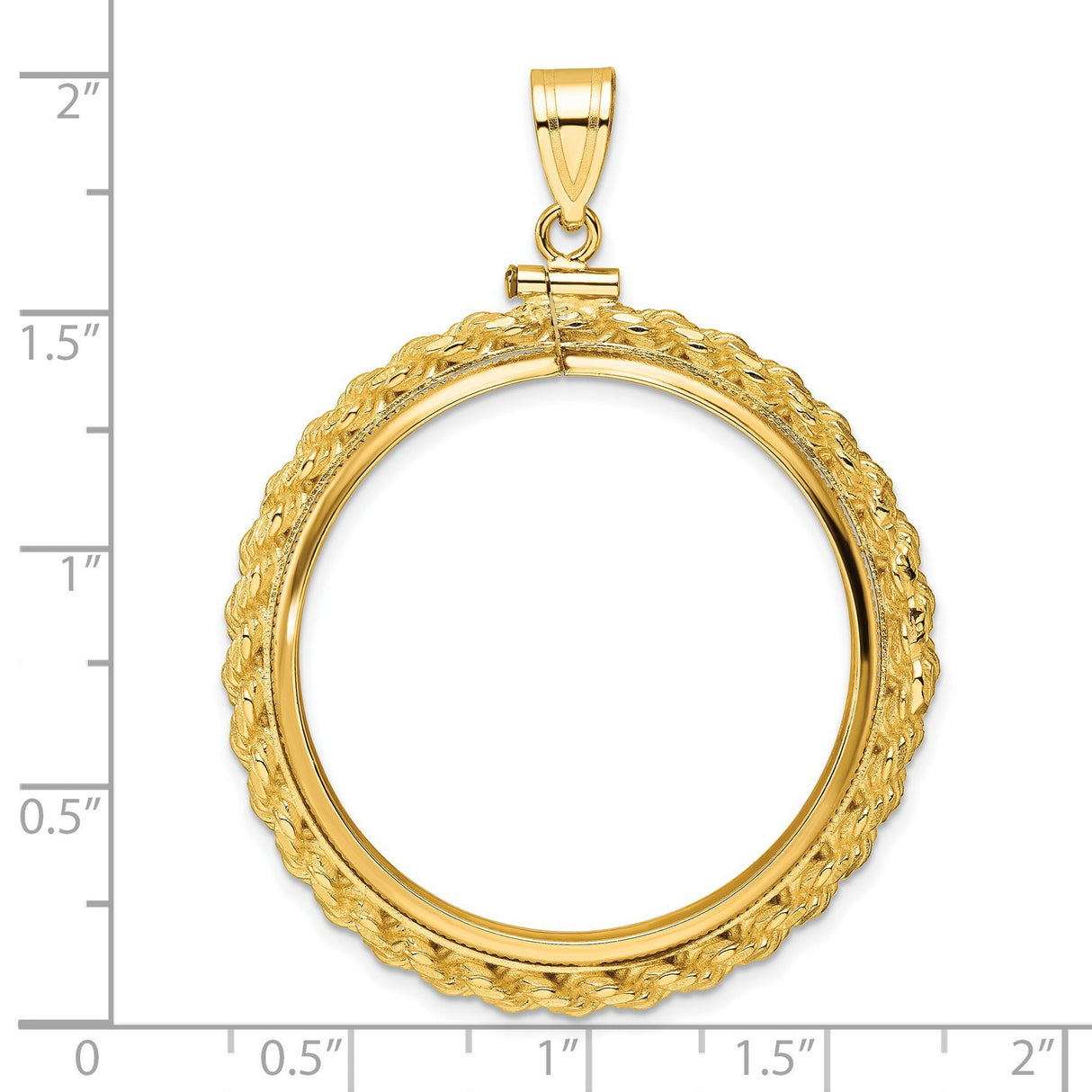 1 oz Australian Lunar Tiger Screw Top Polished Rope Coin Bezel in 14k Yellow Gold