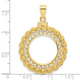 $5 US Liberty Half Eagle Screw Top Filigree Rope Coin Bezel in 14k Yellow Gold