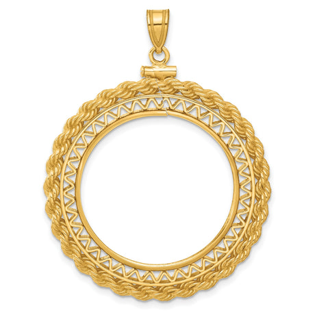 $10 US Indian Eagle Screw Top Filigree Rope Coin Bezel in 14k Yellow Gold