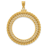 Mexican Peso Screw Top Filigree Rope Coin Bezel in 14k Yellow Gold