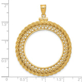 Mexican Peso Screw Top Filigree Rope Coin Bezel in 14k Yellow Gold