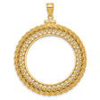  Mexican Peso Screw Top Filigree Rope Coin Bezel in 14k Yellow Gold