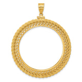 50 Pecos Mexican Peso Screw Top Filigree Rope Coin Bezel in 14k Yellow Gold