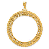 50 Pecos Mexican Peso Screw Top Filigree Rope Coin Bezel in 14k Yellow Gold