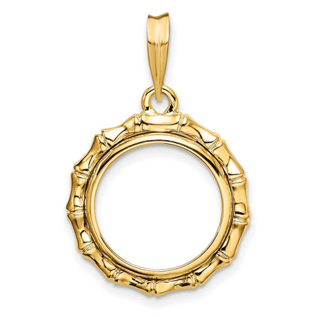  Cat Prong Set Bamboo Coin Bezel in 14k Yellow Gold