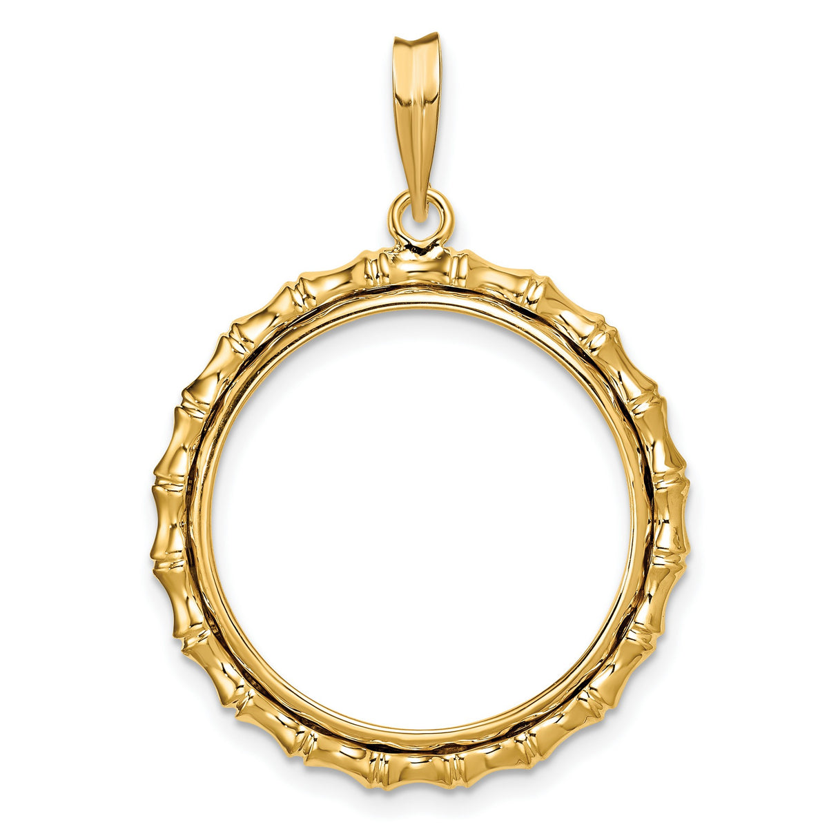 1/4 oz $10 American Buffalo Prong Set Bamboo Coin Bezel in 14k Yellow Gold