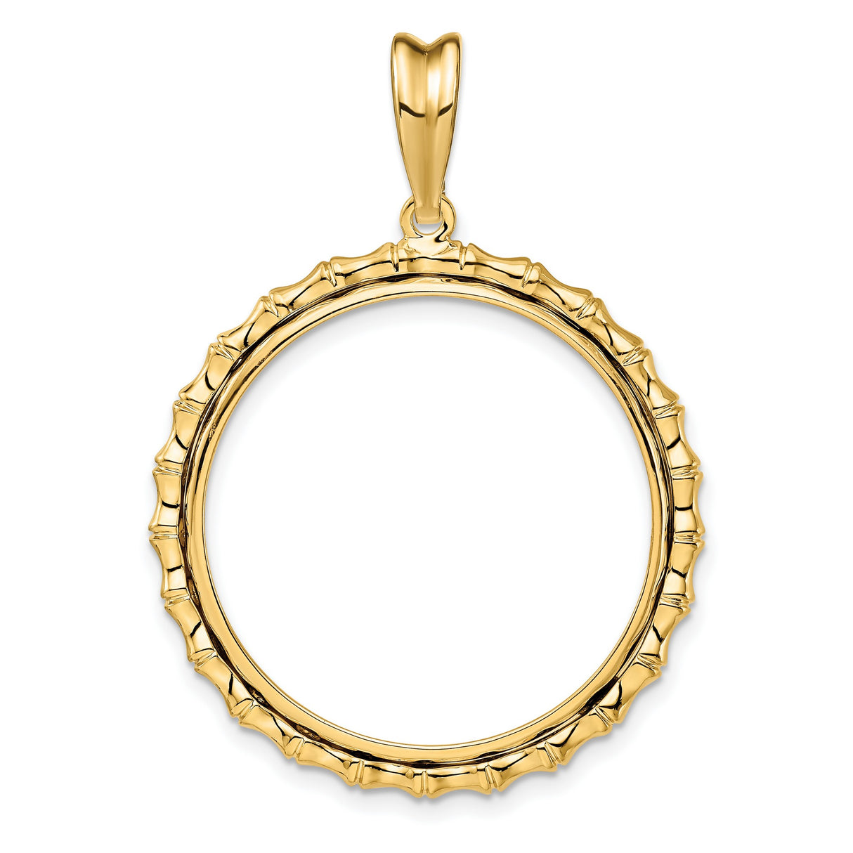 1/2 oz $25 American Buffalo Prong Set Bamboo Coin Bezel in 14k Yellow Gold