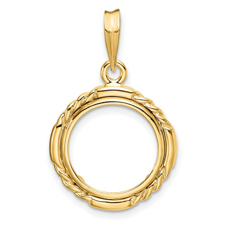  Cat Prong Set Quad Twist Coin Bezel in 14k Yellow Gold