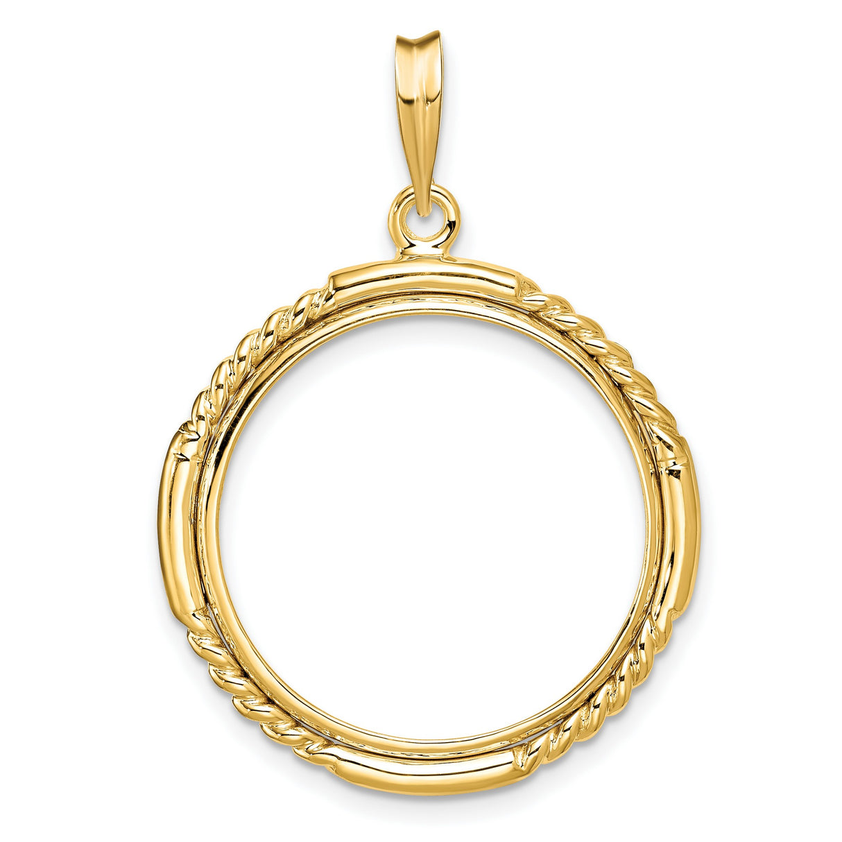 1/4 oz $10 American Buffalo Prong Set Quadruple Twist Coin Bezel in 14k Yellow Gold