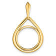  Cat Prong Set Teardrop Coin Bezel in 14k Yellow Gold