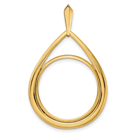 1/4 oz $10 American Buffalo Prong Set Polished Teardrop Coin Bezel in 14k Yellow Gold