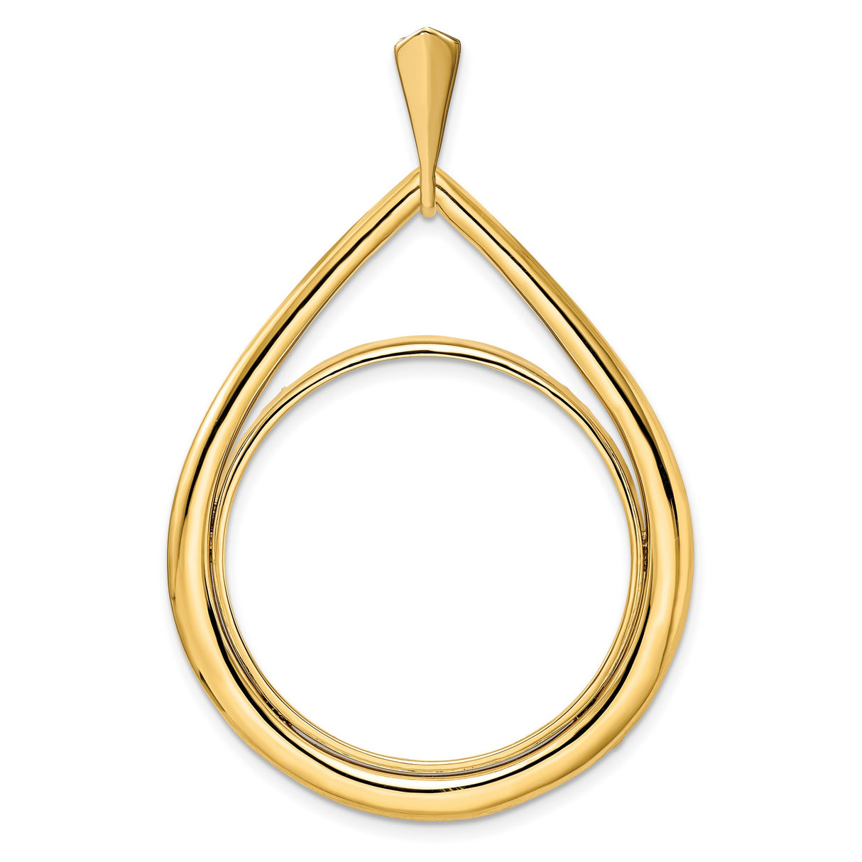 1/2 oz Cat Prong Set Polished Teardrop Coin Bezel in 14k Yellow Gold