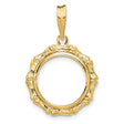  Cat Prong Set Bamboo Coin Bezel in 14k Yellow Gold